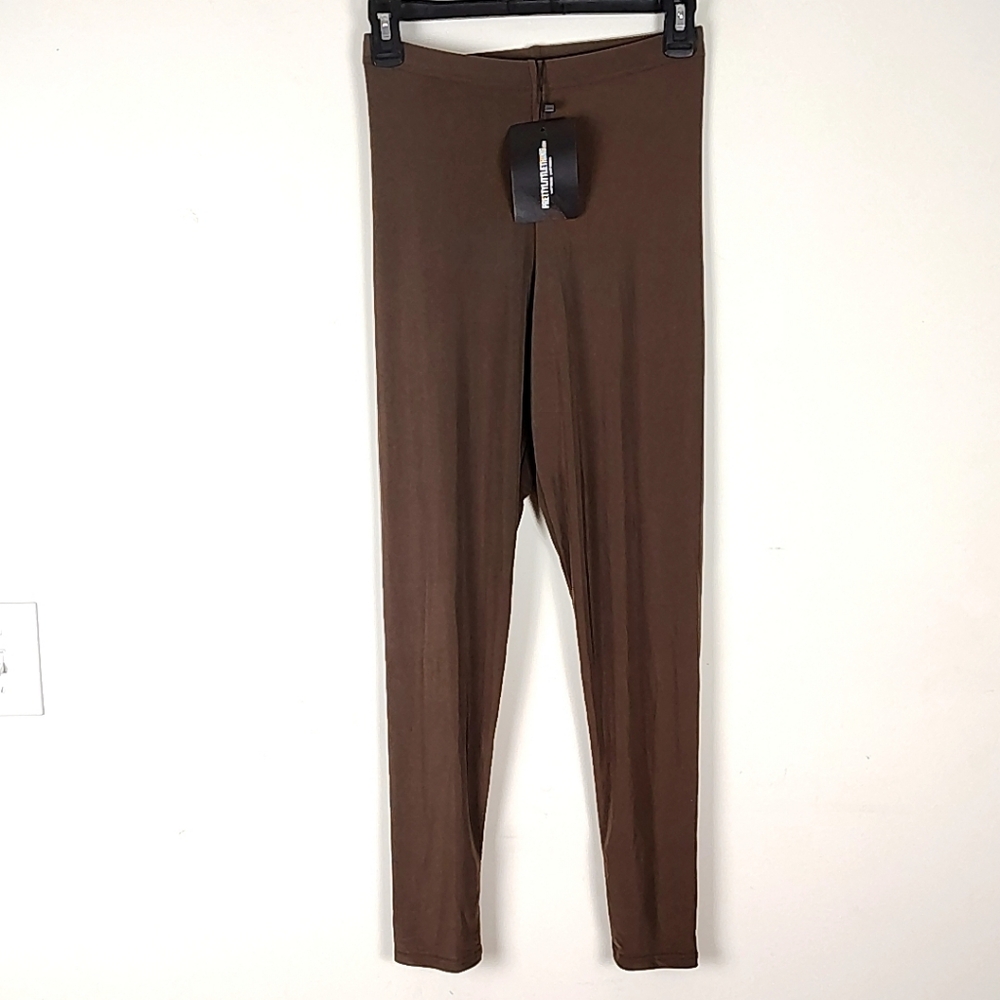 High Waist Leggings Brown Skinny Leg Pants New With Tags PLT Pull On Size 6